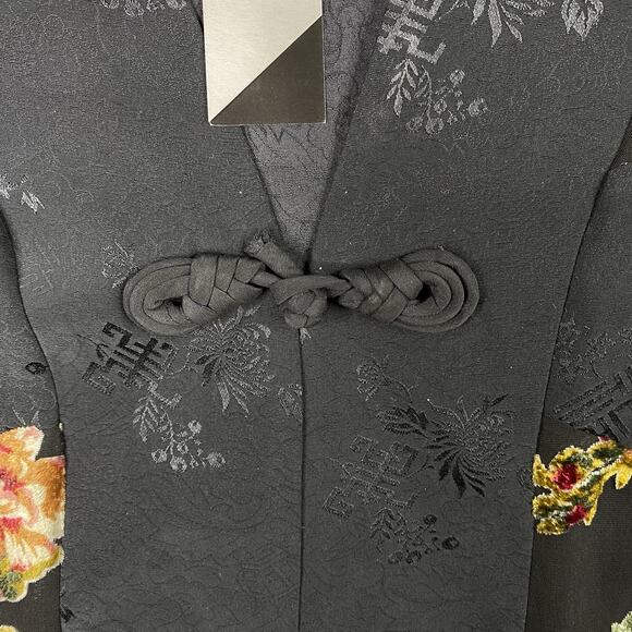 Vintage Aris A Silk Cardigan Gray XL Velvet Burnout Kimono Short Jacket Top NWT - Picture 7 of 9